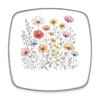 Fleurs sauvages Fleurs Fleurs Jardin botanique naturel - Magnet carré - blanc - Devant