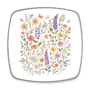 Fleurs sauvages Fleurs Fleurs Jardin botanique naturel - Magnet carré - blanc - Devant