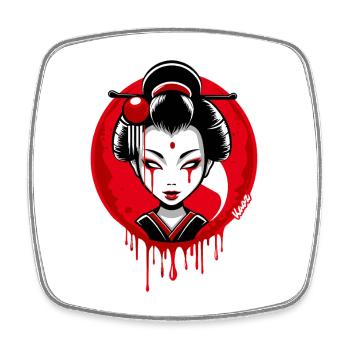 Geisha Nachtmond - Viereckiger Kühlschrankmagnet - Weiß - Vorne