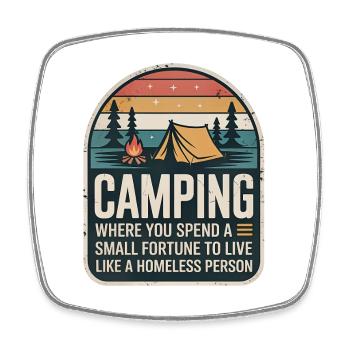Camping Retro Design - Viereckiger Kühlschrankmagnet - Weiß - Vorne