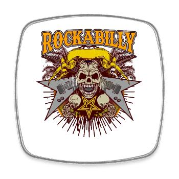 Rockabilly Skull Guitar Metal Star Retro Punk Art - Viereckiger Kühlschrankmagnet - Weiß - Vorne