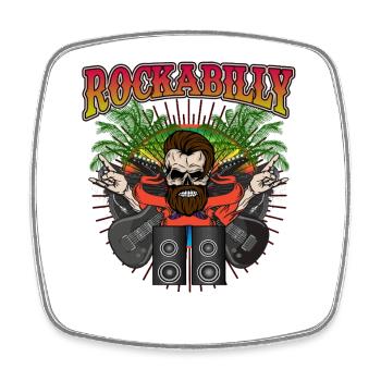 Rockabilly Skull Guitar Musician Retro Rock Art - Viereckiger Kühlschrankmagnet - Weiß - Vorne