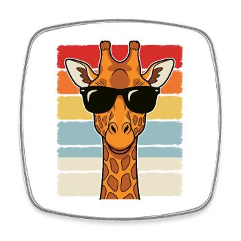 Cool Giraffe Lunettes de soleil rétro Chemise animale - Magnet carré - blanc - Devant