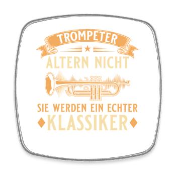 Trompeter altern nicht - Echter Klassiker Musiker - Viereckiger Kühlschrankmagnet - Weiß - Vorne