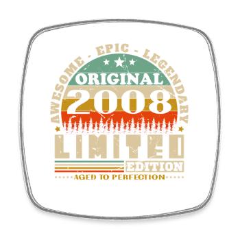 2008 Vintage Retro Birthday Gift - Square fridge magnet - white - Front