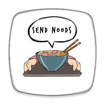 Send Noods Asiatische Nudeln Cartoon Bowl Pho - Viereckiger Kühlschrankmagnet - Weiß - Vorne