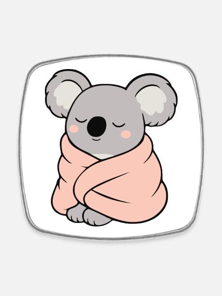 Cute koala in pastel colors - Square fridge magnet - white