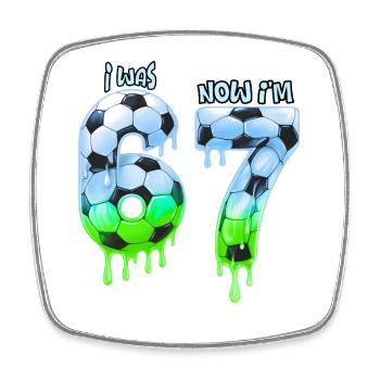 7. Geburtstag Fußballshirt Ich war 6 Jetzt bin ich 7 Jahre - Viereckiger Kühlschrankmagnet - Weiß - Vorne