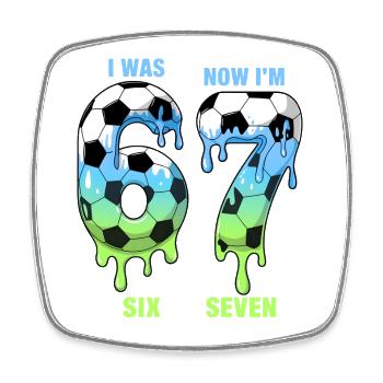 7. Geburtstag Fußballshirt Ich war 6 Jetzt bin ich 7 Jahre - Viereckiger Kühlschrankmagnet - Weiß - Vorne