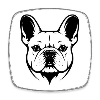 Franzosische_Bulldogge_Portrait - Magnet carré - blanc - Devant