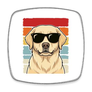 T-shirt rétro lunettes de soleil Cool Labrador - Magnet carré - blanc - Devant