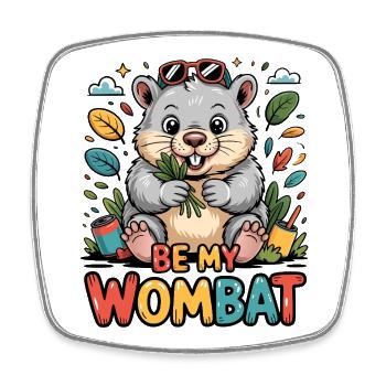 Süßer Wombat Love - Viereckiger Kühlschrankmagnet - Weiß - Vorne
