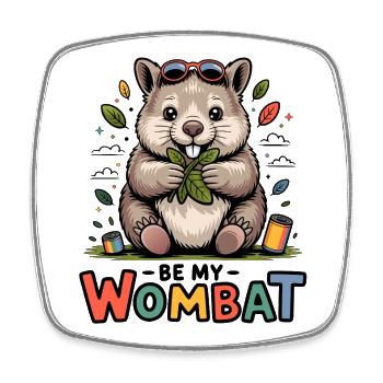 Süßer Wombat Love - Viereckiger Kühlschrankmagnet - Weiß - Vorne