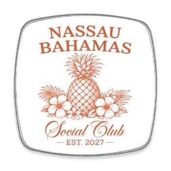 Nassau Bahamas Social Club Est 2027 - Viereckiger Kühlschrankmagnet - Weiß - Vorne