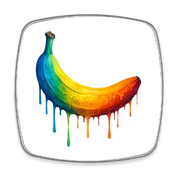 Banane mit buntem Farbverlauf - Viereckiger Kühlschrankmagnet - Weiß - Vorne