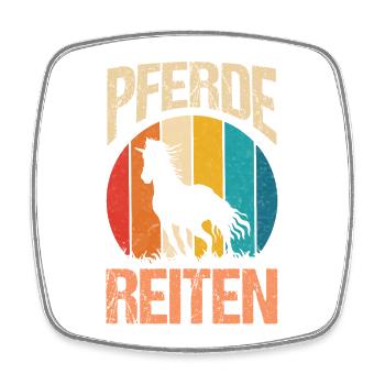 Reiten Pferdeliebhaber Reiterhof Pferde - Viereckiger Kühlschrankmagnet - Weiß - Vorne
