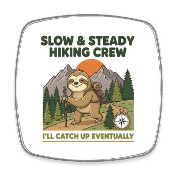 Slow & Steady Hiking Sloth Crew - Square fridge magnet - white - Front