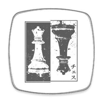 Chess Piece Lady Vintage Japanese Design - Square fridge magnet - white - Front