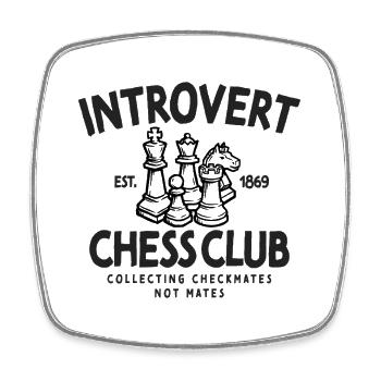 Introvert Chess Club Schach Matt Strategie - Viereckiger Kühlschrankmagnet - Weiß - Vorne