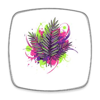 Neon Tropenblatt mit Farbspritzern - Viereckiger Kühlschrankmagnet - Weiß - Vorne