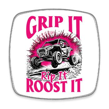UTV Off Road Girl Woman 4 Wheeler Side by side - Viereckiger Kühlschrankmagnet - Weiß - Vorne