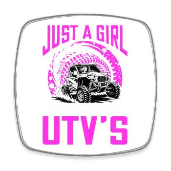 UTV Off Road Girl Woman 4 Wheeler Side by side - Viereckiger Kühlschrankmagnet - Weiß - Vorne