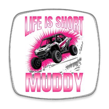 UTV Off Road Girl Woman 4 Wheeler Side by side - Viereckiger Kühlschrankmagnet - Weiß - Vorne