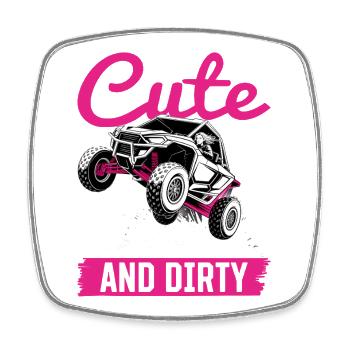 UTV Off Road Girl Woman 4 Wheeler Side by side - Viereckiger Kühlschrankmagnet - Weiß - Vorne
