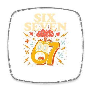 Six Seven 67 Italian Brainrot Nerd Humour Drôle - Magnet carré - blanc - Devant
