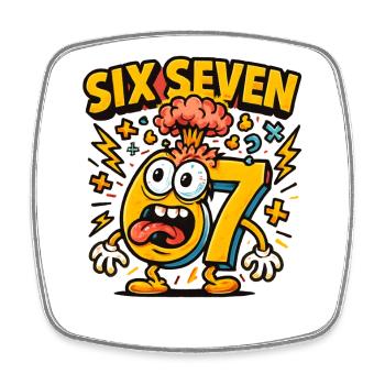 Six Seven 67 Italian Brainrot Nerd Humour Drôle - Magnet carré - blanc - Devant