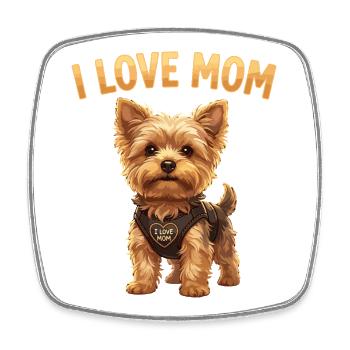 I Love Mom Yorkshire Terrier Design - Viereckiger Kühlschrankmagnet - Weiß - Vorne