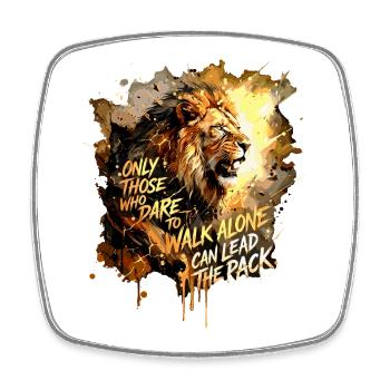 Löwe Motivation Lead The Pack Spruch - Viereckiger Kühlschrankmagnet - Weiß - Vorne