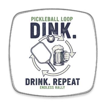 Joueur drôle de pickleball Dink Drink Répéter Jouer - Magnet carré - blanc - Devant