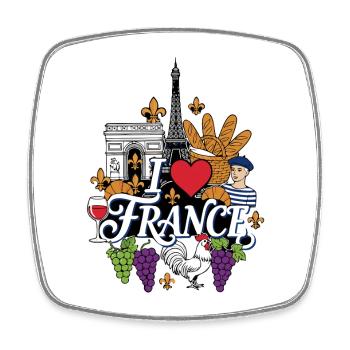 I Love France Urlaub - Viereckiger Kühlschrankmagnet - Weiß - Vorne