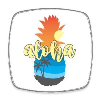Aloha Sunset Pineapple – Hawaii Beach Vibes - Square fridge magnet - white - Front