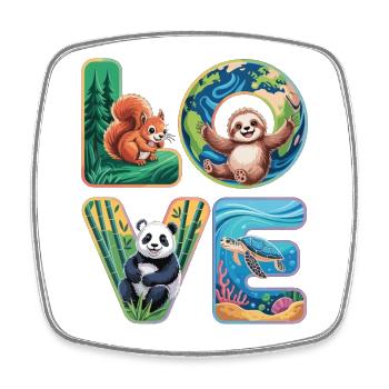 T-shirt Panda Tortue Paresseuse Écureuil - Magnet carré - blanc - Devant