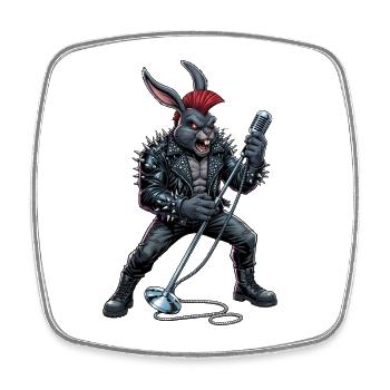 Heavy Metal Osterhase Rocker Ostern Hardcore Hase - Viereckiger Kühlschrankmagnet - Weiß - Vorne