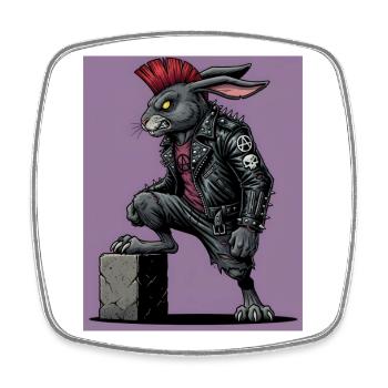 Heavy Metal Osterhase Rocker Ostern Hardcore Hase - Viereckiger Kühlschrankmagnet - Weiß - Vorne