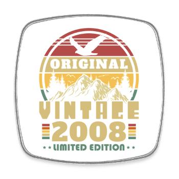 2008 Vintage Retro Birthday Gift - Square fridge magnet - white - Front
