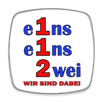Eins Eins Zwei – Wir Sind Dabei - Feuerwehr - Viereckiger Kühlschrankmagnet - Weiß - Vorne