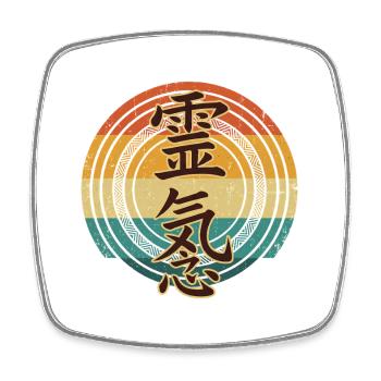 Reiki Kanji Retro Vintage Design - Viereckiger Kühlschrankmagnet - Weiß - Vorne