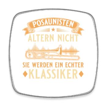 Posaunisten altern nicht – Echter Klassiker - Viereckiger Kühlschrankmagnet - Weiß - Vorne
