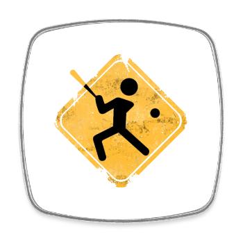 Baseball-Silhouette mit Schläger - Viereckiger Kühlschrankmagnet - Weiß - Vorne
