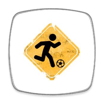 Panneau d’avertissement jaune coureur de football - Magnet carré - blanc - Devant