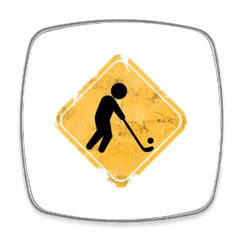 Rustik Sign Hockeysilhouette - Viereckiger Kühlschrankmagnet - Weiß - Vorne