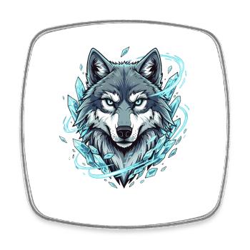 Eiswolf im Kristallkreis - Square fridge magnet - white - Front