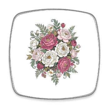 Bouquet de roses vintage rose blanc - Magnet carré - blanc - Devant