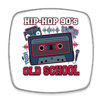 Hip Hop Années 90 Oldschool Cassette Rétro - Magnet carré - blanc - Devant