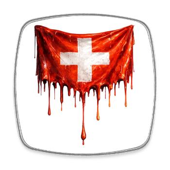 Abtropfende Schweizer Flagge - Viereckiger Kühlschrankmagnet - Weiß - Vorne