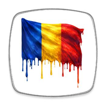Tropfende Rumänien Flagge Kunst - Viereckiger Kühlschrankmagnet - Weiß - Vorne